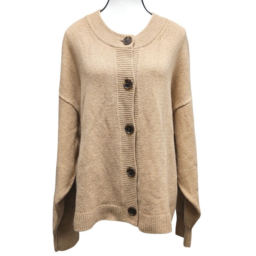 Gap Cardigan Sweater Womens XL Beige Cotton Blend Button Front Neutral Soft Girl